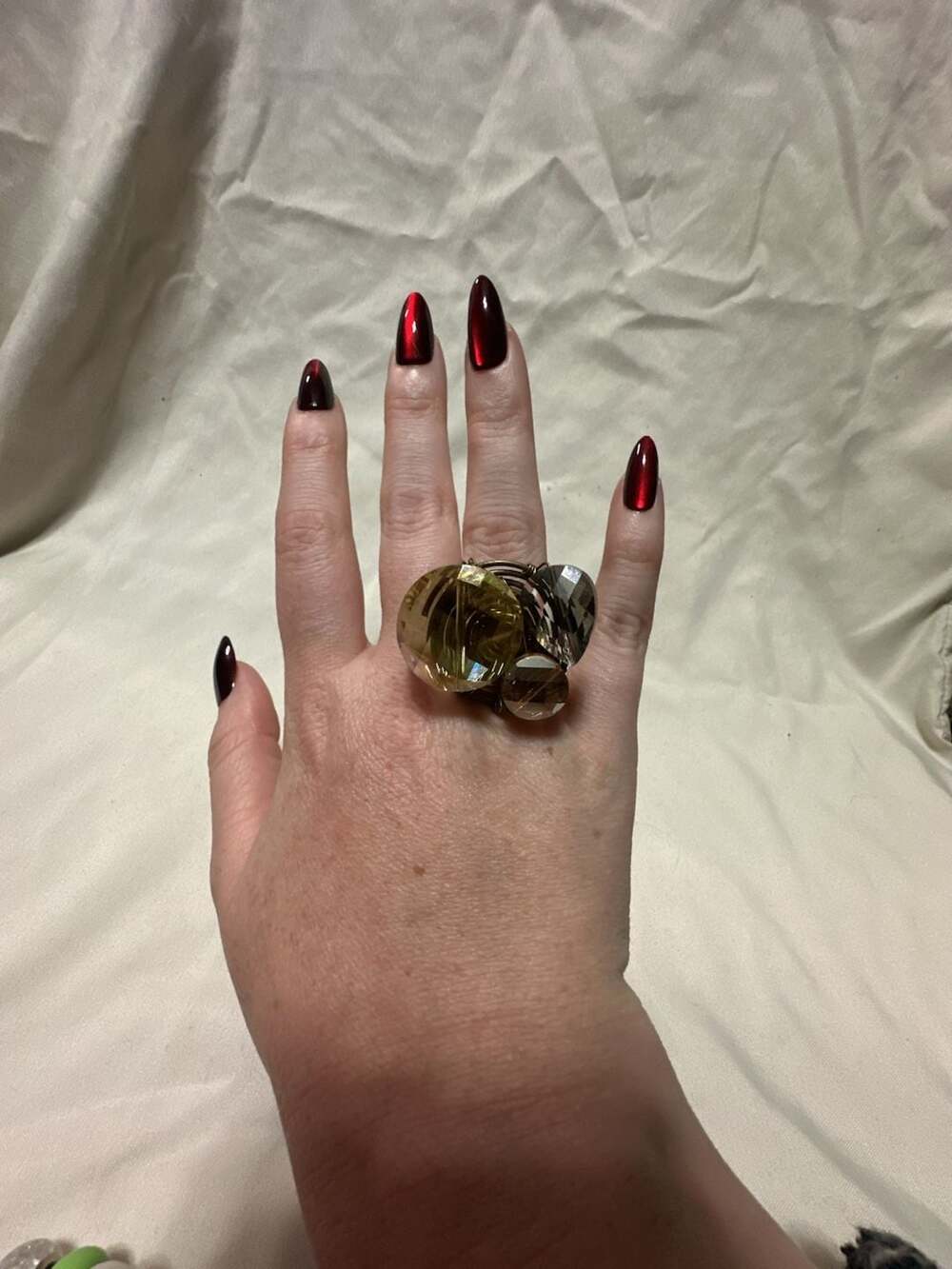 Pannee Genuine Stone Statement Ring Multi Stone Yellow Wire Adjustable